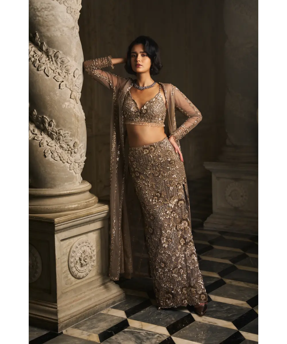 SEEMA GUJRAL- Slate Skirt Jacket Set
